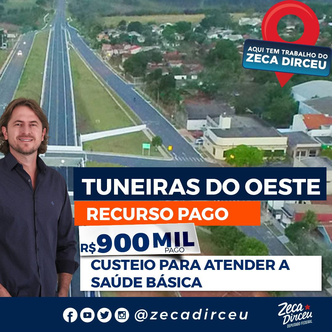 O DEPUTADO ZECA DIRCEU TRÁS BOAS NOTICIAS PARA TUNEIRAS DO OESTE.