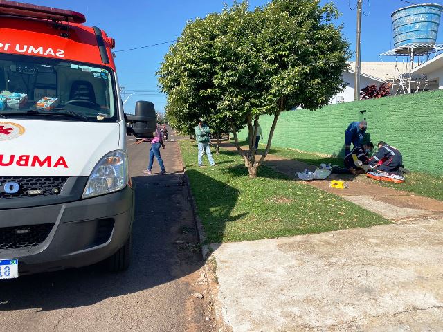 Quatro pessoas feridas em colisão entre moto e bicicleta em Goioerê￼