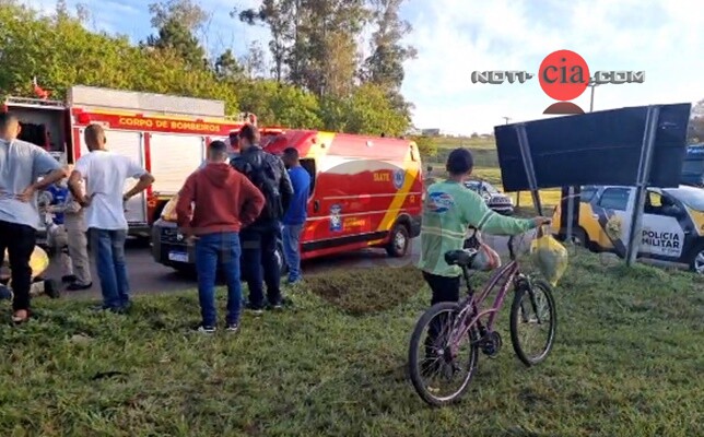 Acidente entre motocicleta e carro deixa uma mulher em estado grave na PR-323