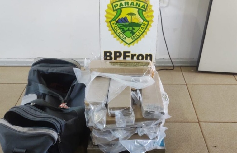 Batalhão da Polícia da Fronteira apreende drogas em ônibus.