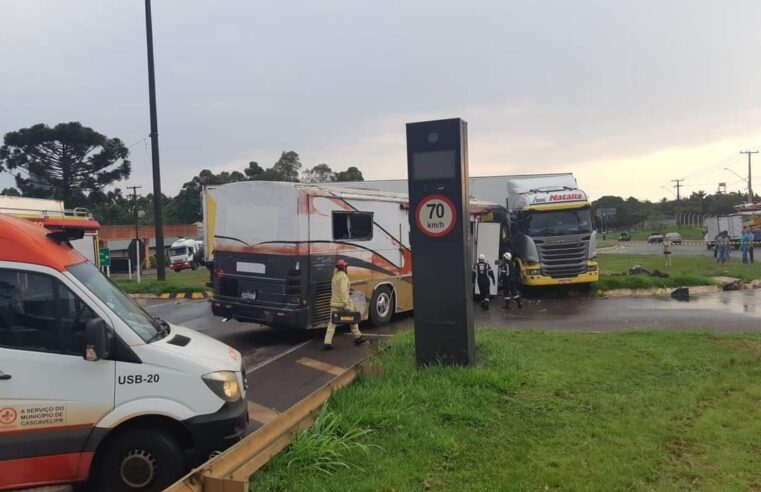 Colisão entre Carreta e Motorhome no Trevo da Portal na BR-277, Cascavel, PR