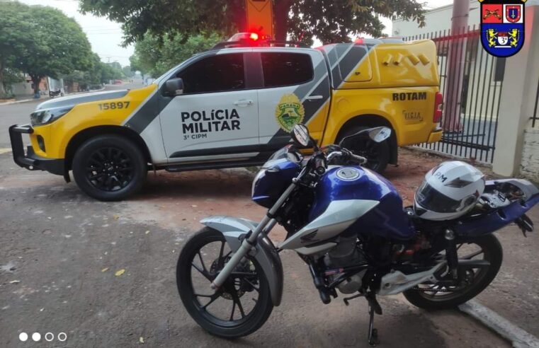 ROTAM DA 3ª CIPM APREENDE MOTOCICLETA EM SANTA ISABEL DO IVAÍ-PR