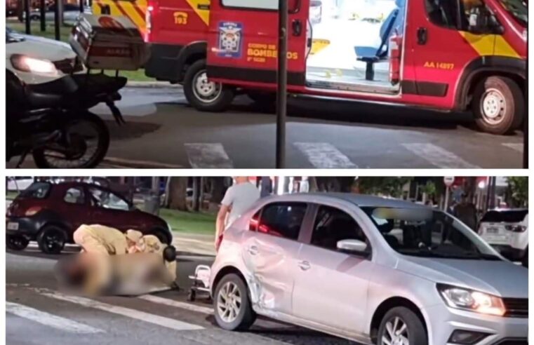 Colisão entre Motocicleta e Automóvel Abala Centro de Cianorte em Noite de Sábado