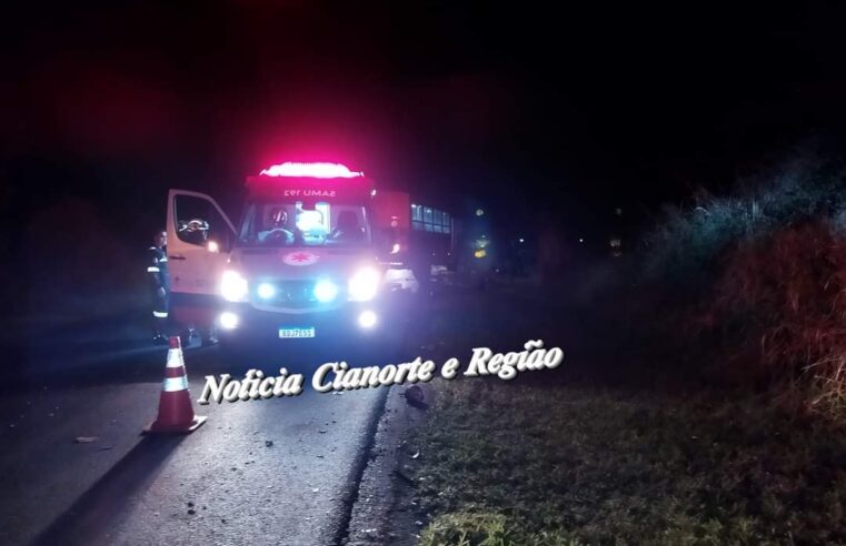 Acidente na PR-498 deixa duas pessoas feridas após capotamento durante a madrugada em Japurá, Paraná