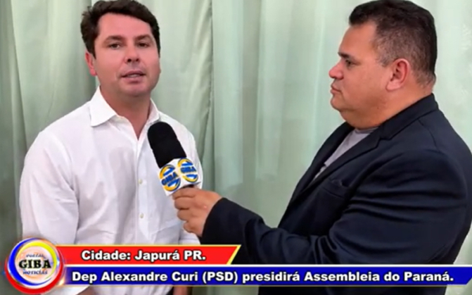 GIBA ENTREVISTANDO DEP ALEXANDRE CURI NOVO PRESIDENTE DA ASSEMBLEIA LEGISLATIVA DO PARANÁ.