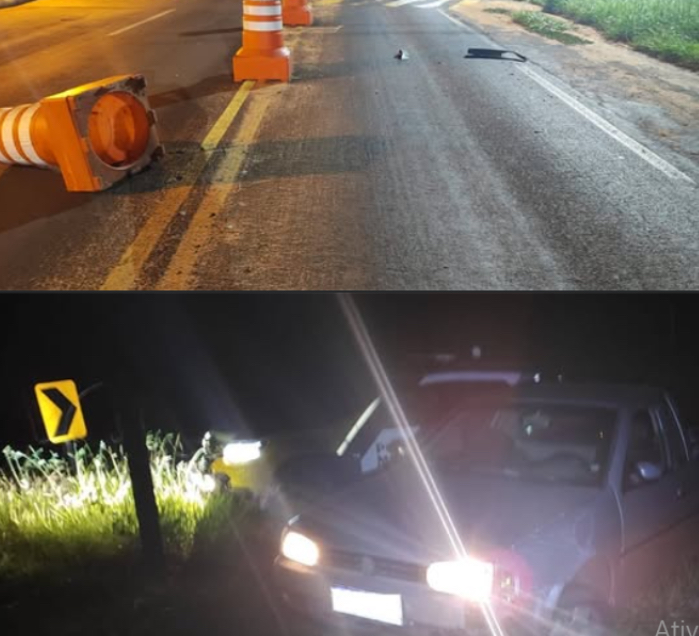 Motorista é levado à delegacia após colidir com cones, fugir e apresentar sinais de embriaguez em Pérola