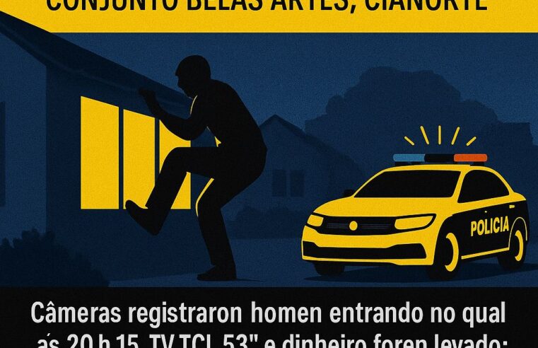 Residência é alvo de furto no Conjunto Belas Artes, em CianorteNa noite desta sexta-feira (8), por volta das 21h, a Polícia Militar foi acionada para atender a uma ocorrência de furto em uma casa localizada na Rua Mário Quintana, no Conjunto Belas Artes, em Cianorte.