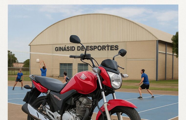 Motocicleta é levada durante partida de vôlei em Cruzeiro do Oeste