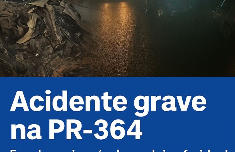 Grave colisão envolvendo seis veículos deixa feridos na PR-364 entre Palotina e Terra Roxa