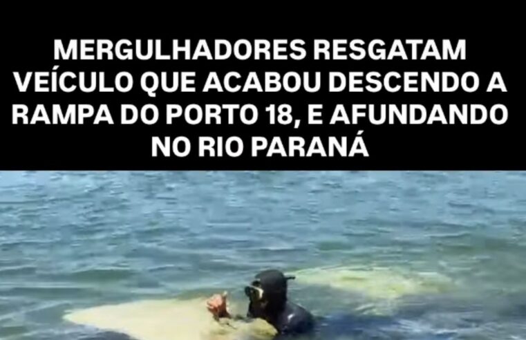 Um carro foi retirado das águas do Rio Paraná, na tarde desta sexta-feira (31)