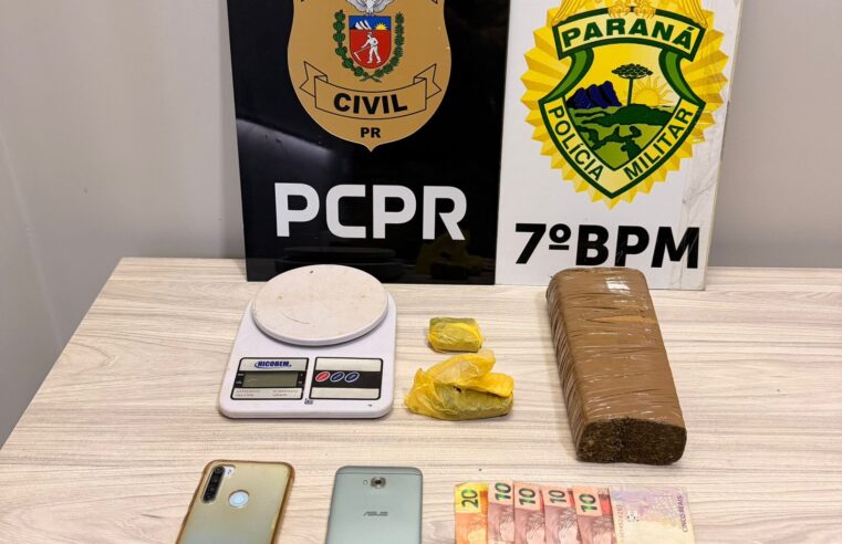 Mandado de busca leva à apreensão de quase 1 kg de maconha