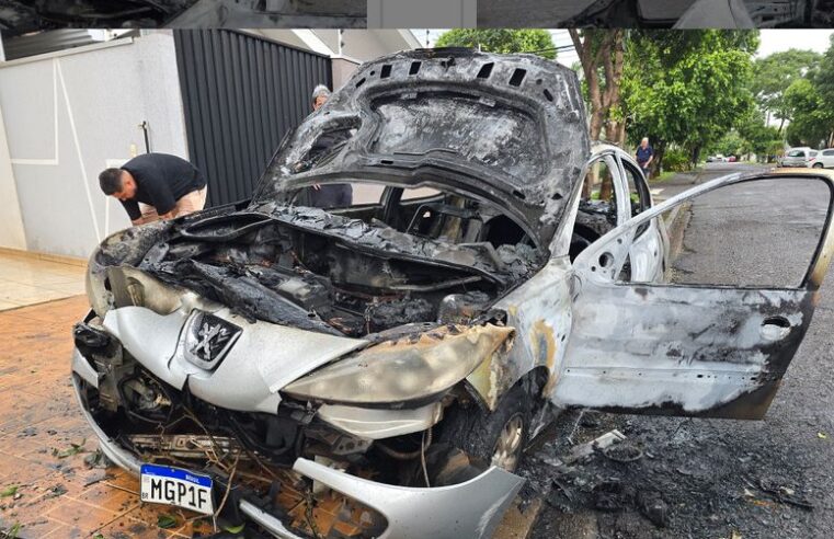 Motorista pula de carro em chamas após explosão em Maringá