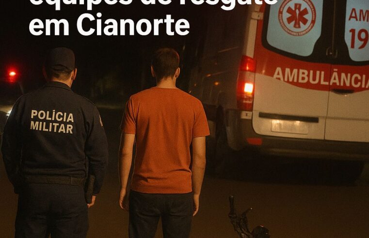 Motociclista de 24 anos fica ferido em acidente na Rua Gaivota, em Cianorte