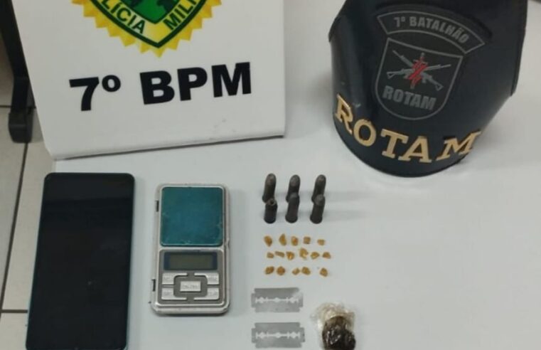 ROTAM prende homem por tráfico de drogas e posse irregular de munição em Cruzeiro do Oeste