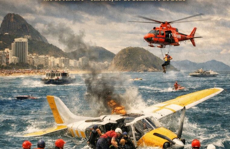Avião de propaganda cai no mar em Copacabana e mobiliza equipes de resgate Rio de Janeiro – sábado, 27 de dezembro de 2025