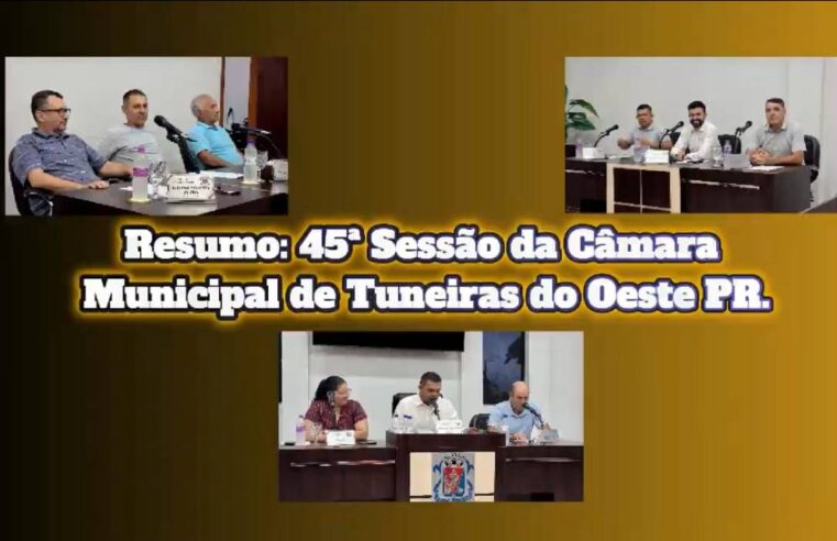 Resumo: 45ª Sessão da Câmara Municipal deTuneiras do Oeste PR.
