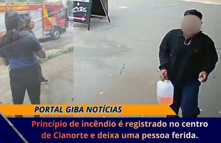 Princípio de incêndio é registrado no centro de Cianorte e deixa uma pessoa ferida