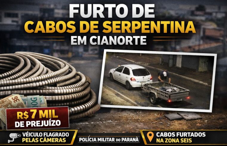 Cabos de serpentina são furtados em via pública na Zona Seis, em Cianorte