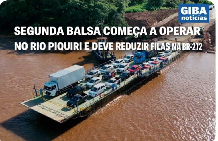 Segunda balsa começa a operar no Rio Piquiri e deve reduzir filas na BR-272