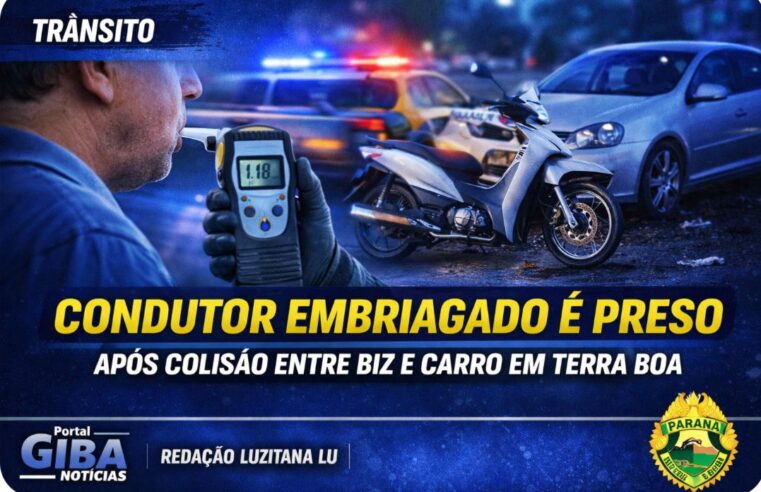Condutor embriagado é preso após colisão entre motoneta e carro em Terra Boa