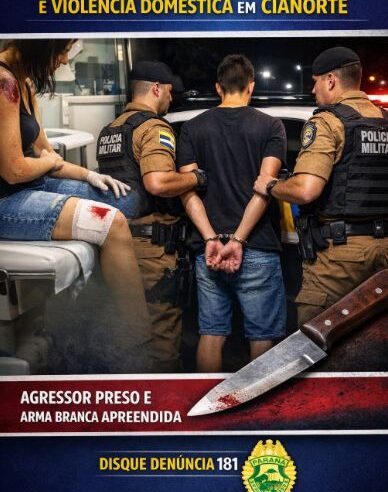 Homem é preso por lesão corporal e violência doméstica em Cianorte