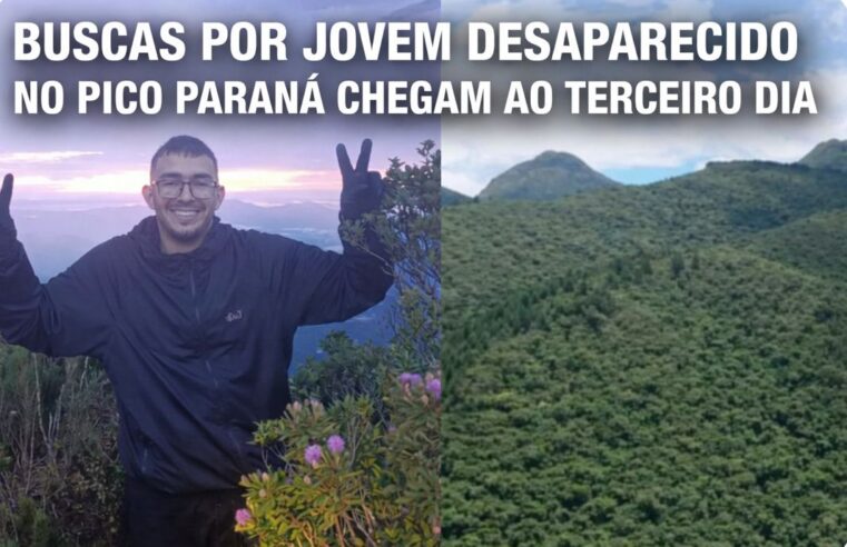 Buscas por jovem desaparecido no Pico Paraná chegam ao terceiro dia, sábado 3/01/26