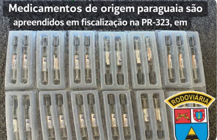 Medicamentos de origem paraguaia são apreendidos em fiscalização na PR-323, em Cianorte na manhã desta terça-feira (6)