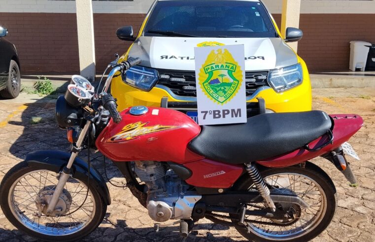 MOTOCICLETA ABANDONADA É RECOLHIDA EM GOIOERÊ