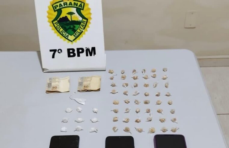 Polícia Militar apreende drogas e encaminha três pessoas à delegacia em Tapira