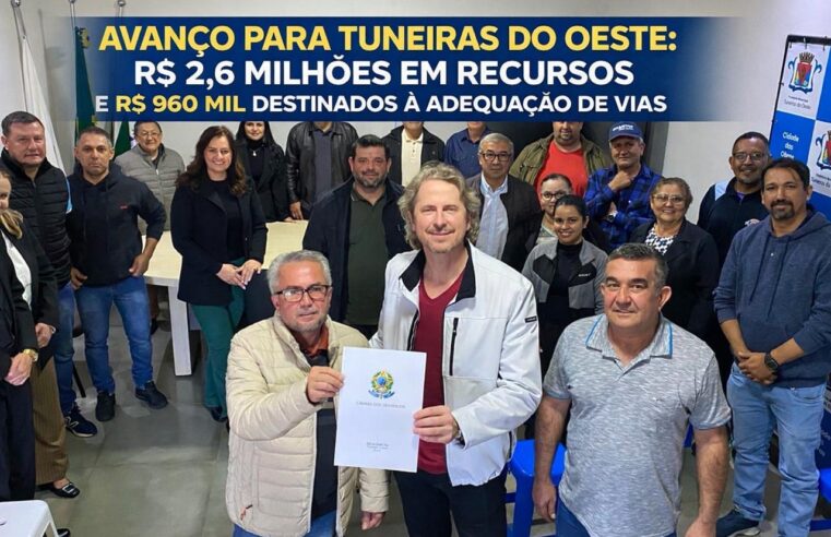 A visita do vice-prefeito a Brasília, junto com o vereador Maurício e o secretário da Economia Edir, resulta em grandes conquistas: Tuneiras do Oeste recebe R$ 960 mil para adequação de vias e município soma mais de R$ 2,6 milhões em investimentos