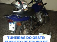 TUNEIRAS DO OESTE: SUSPEITO DE ROUBO DE MOTOCICLETA É PRESO PELA POLÍCIA MILITAR NA PR-479