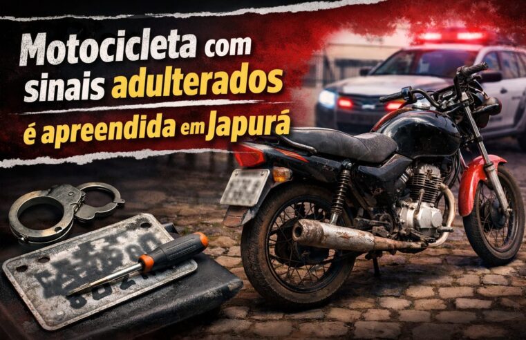 Motocicleta com sinais adulterados é apreendida em Japurá