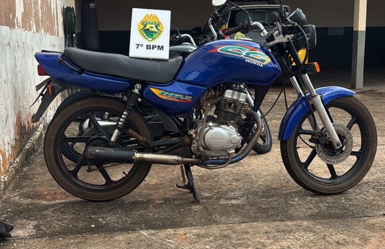 Motocicleta irregular é apreendida após abordagem policial em Mariluz