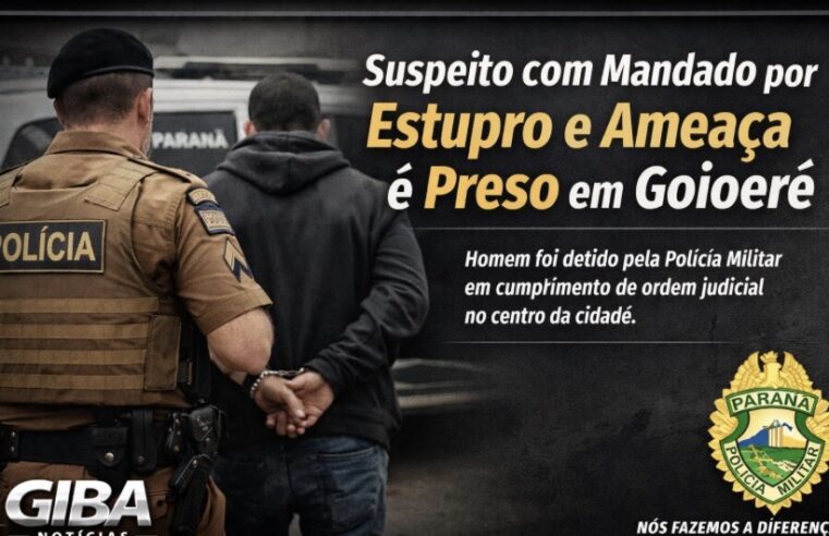 Homem com mandado por estupro e ameaça é preso no centro de Goioerê