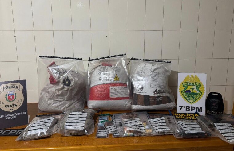 Operação conjunta apreende drogas, arma de fogo e prende dois homens em Paraná d’Oeste