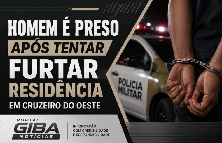 Homem é preso após tentar furtar residência em Cruzeiro do Oeste