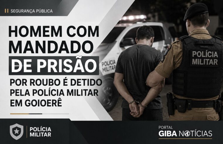 Homem com mandado de prisão por roubo é detido pela Polícia Militar em Goioerê