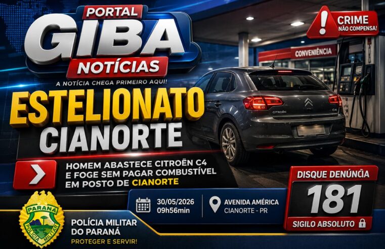 Homem abastece Citroën C4 e foge sem pagar combustível em posto de Cianorte