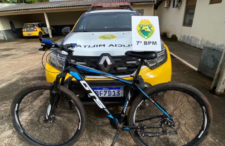 Polícia Militar recupera bicicleta furtada em Mariluz