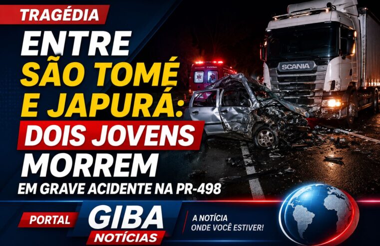 Tragédia entre São Tomé e Japurá: dois jovens morrem em grave acidente na PR-498