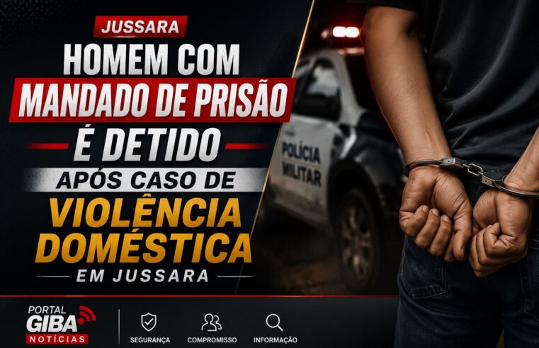 Homem com mandado de prisão é detido após caso de violência doméstica em Jussara