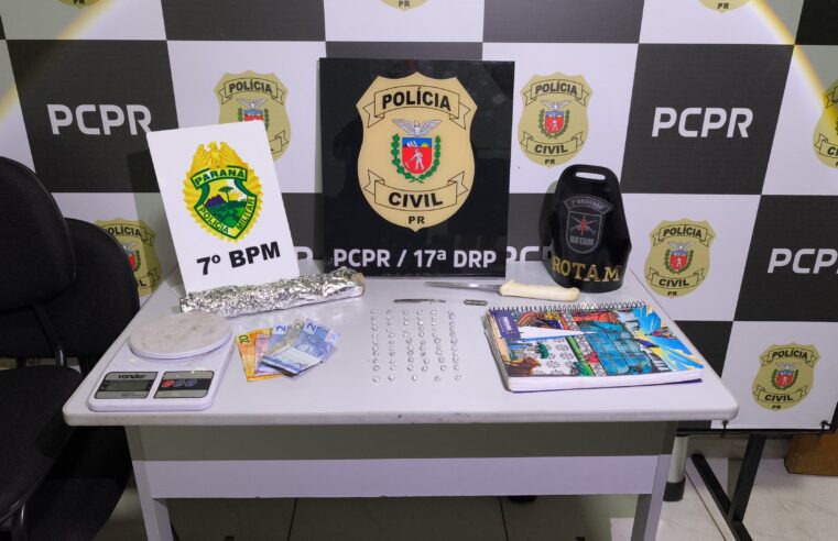 ROTAM e Polícia Civil fecham ponto de tráfico e apreendem crack em Cruzeiro do Oeste