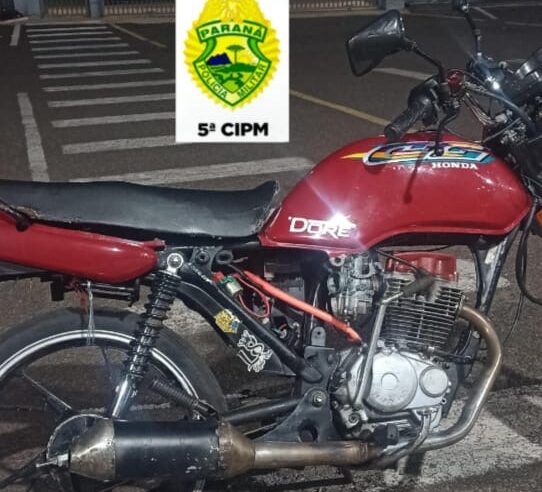 MOTOCICLETA É APREENDIDA DURANTE FISCALIZAÇÃO DE TRÂNSITO EM CIANORTE