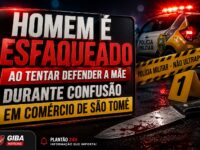 HOMEM É ESFAQUEADO AO TENTAR DEFENDER A MÃE DURANTE CONFUSÃO EM COMÉRCIO DE SÃO TOMÉ