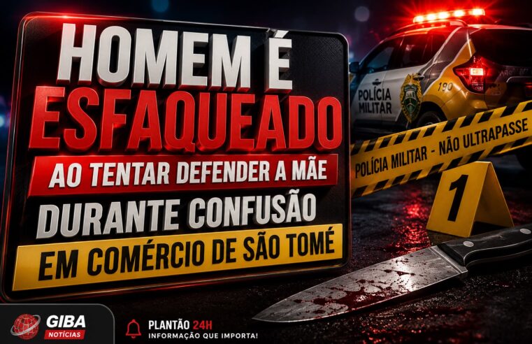 HOMEM É ESFAQUEADO AO TENTAR DEFENDER A MÃE DURANTE CONFUSÃO EM COMÉRCIO DE SÃO TOMÉ