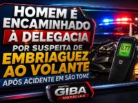 Homem é encaminhado à delegacia por suspeita de embriaguez ao volante após acidente em São Tomé