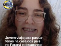 Jovem de 19 anos desaparece durante viagem de Santa Catarina para visitar os pais no Paraná