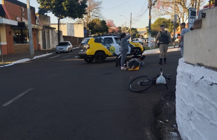 Motociclista fica ferido após colisão entre moto e bicicleta em Terra Boa