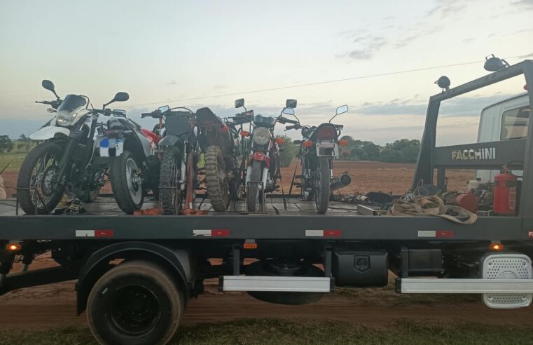 Operação Dispersão I apreende sete motocicletas e equipamentos usados em manobras perigosas no Distrito de Marabá, em Tuneiras do Oeste