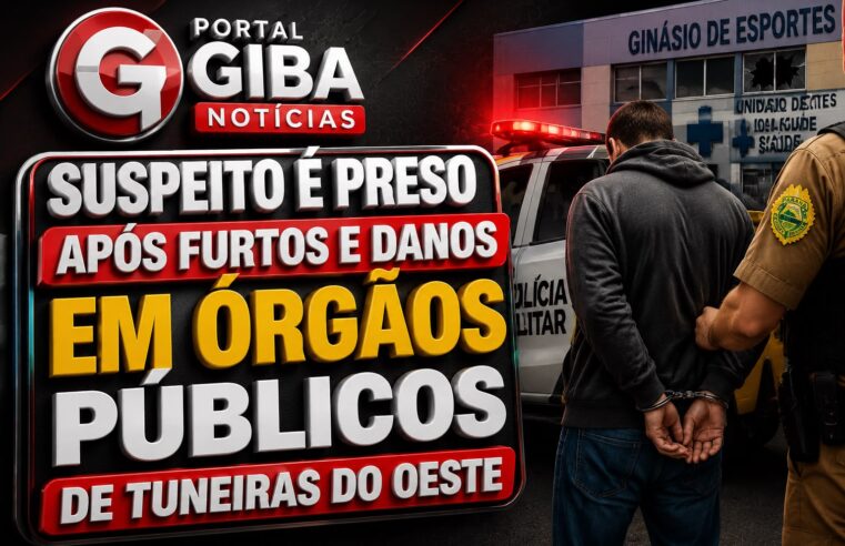 Suspeito é preso após furtos e danos em órgãos públicos de Tuneiras do Oeste